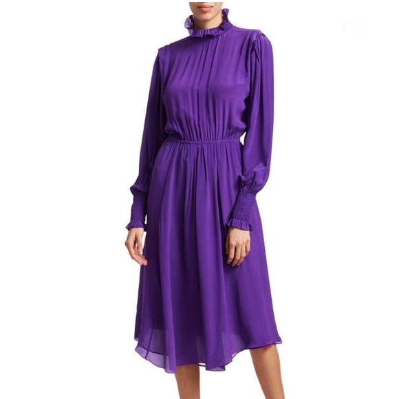 Isabel Marant Etoile Yescott Asymmetrical Dress 100% Silk High Neck Size 6 - Picture 2 of 12